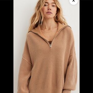 Aerie zip up cotton sweater (quarter zip)